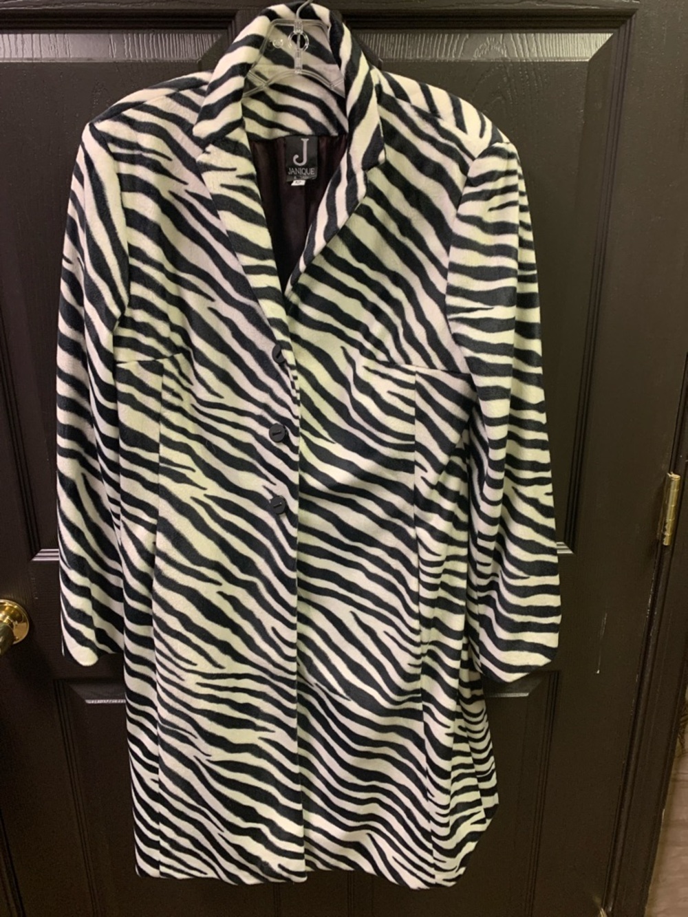 Janique Zebra Print Button Front Coat - Black & White Women’s 12